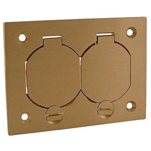 RACO 6250 1-Gang Rectangular Floor Box Duplex Cover and Flanges with Lift Lids, Brass by RACO - Used condition - US$24.56