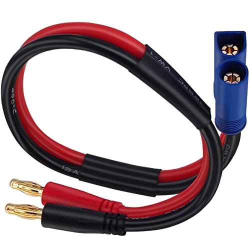 Ec5 To Banana Plug Battery Charging Cable, Yeebline 2-Pack 0.3M 12Awg Ec5 Male Connector To 4.0Mm Banana Bullet Male Lipo Battery Balance Charger Adapter (2Pcs Ec5 Charger) #TOP2