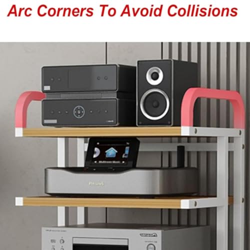 Support audio à 4 niveaux et meuble de rangement de composants stéréo bois - 6