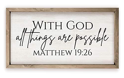 With God All Things Are Possible Framed White Wood Rustic