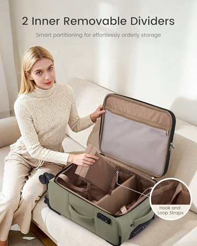 Image of LOVEVOOK Carry On Luggage 22x14x9 Airline Approved 22inch Softside Suitcase
