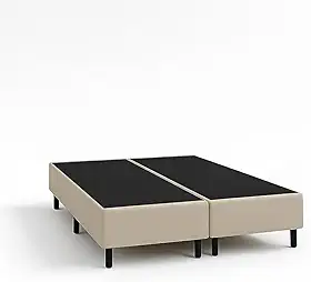 Base Box Casal Bipartida com chapinha 138x188 - Bege