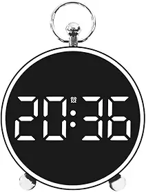 Relógio Digital para Mesa - Display de Led com Luz Noturna, Exibe Temperatura, Função de Despertador, Carregável via USB ou Pilha (Led Branco)