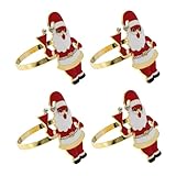 Garneck 4pcs Santa Claus Weihnachten Serviettenringe Serviettenschnallen Weihnachten Serviettenhalter Ringe Rot Elegante Wohnkultur
