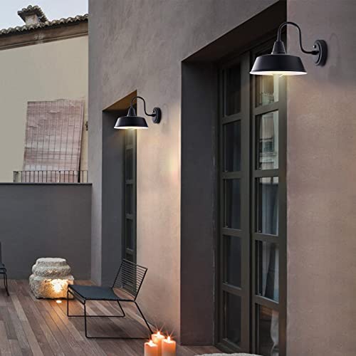 Goalplus 10" Dusk To Dawn Gooseneck Barn Light Exterior, Industrial Farmhouse Wall Porch Light In Matte Black With White Interior, Outdoor Sconce Light For Patio, Garage, 1 Pack, Lmms2206 #TOP3
