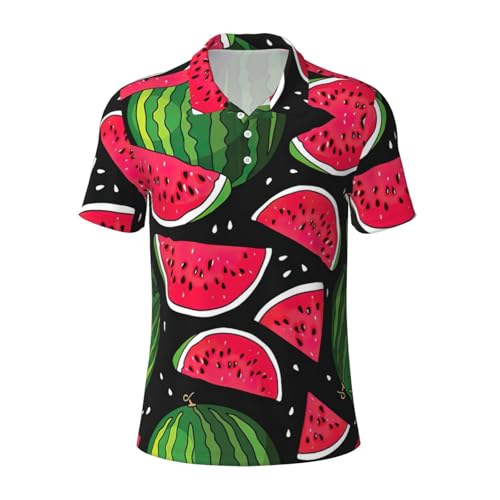 Polo pastèque de golf pour homme manches courtes respirant et léger à boutons