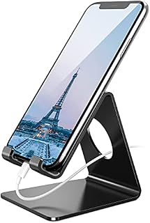 Amazon Brand - Eono Phone Stand Universal Phone Holder Dock Cradle, Cellphone Compatible with iPhone 14 Pro Max Plus 13 mini 12 11 XS XR X 8 7 6 6s Plus, Switch, HUAWEI, Galaxy Note A, S - Black