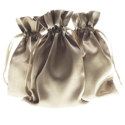 Knitial 50 Pack 4" x 6" Champagne Satin Gift Bags with Drawstring, Jewelry Pouches, Wedding Favor Bags for Baby Shower Birthday Party Small Business