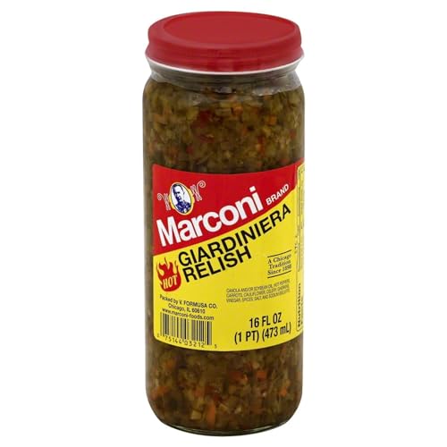 Marconi Giardiniera Relish Hot, mango , 16 Fl oz
