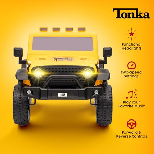 Image of Tonka - 12V Kids Ride-On Jeep with Rechargeable Battery and LED Headlights