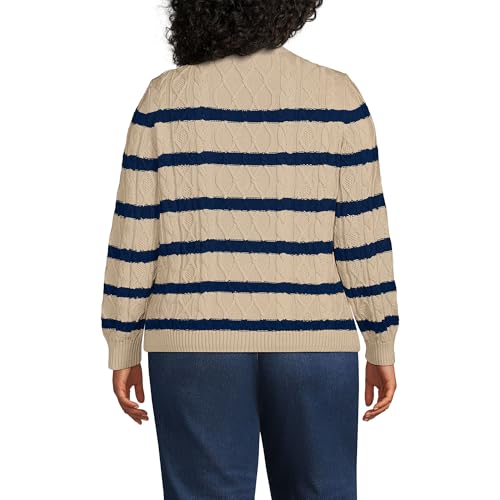 Lands' End Women's Cotton Drifter Crew Cable Pullover Sweater2