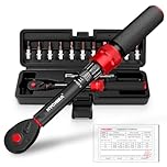 HYCHIKA 13PCS 1/4" Torque Wrench 5-25Nm, ±2% Accuracy, 72-Tooth Bike Torque Wrench Set with 12 Bits & Storage Case for Bicycle, Motorcycle, Electronics.