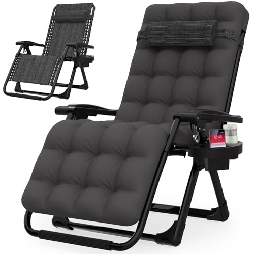 Suteck Zero Gravity Chair, Reclining Camping Lounge Chair w/Removable Cushion, Upgraded Lock and Cup Holder, Reclining Patio Chairs Folding Recliner for Indoor and Outdoor by Suteck - Used condition - US$66.97