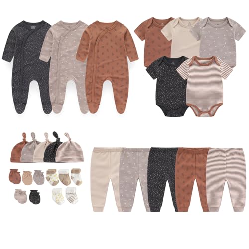 Image of MAMIMAKA Newborn Layette Gift Set 27-Piece Baby Girl Clothes Bodysuits, Pants Essentials and Accessories 0-12Months