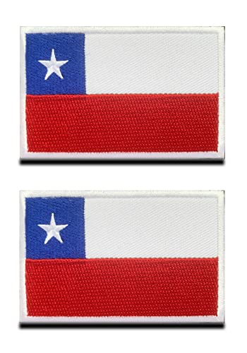 2 St.Chile Chilenischen Flagge Patch - Taktisch Nationales Emblem, Bestickter Aufnäher mit Verschluss, Militär Bänder für Reisen Rucksäcke Kleidung Uniform Weste Armband