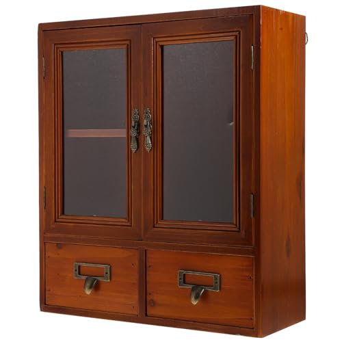 Armadietto da parete in legno rustico, organizer per bagno, cucina, dispensa, pensile, con armadietto per medicinali e mensola sospesa