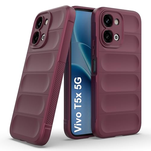 Image of Zapcase Back Case Cover for Vivo T5x 5G | Compatible for Vivo T5x 5G Back Cover | Liquid Silicon Magic Case with Camera Protection | Plum