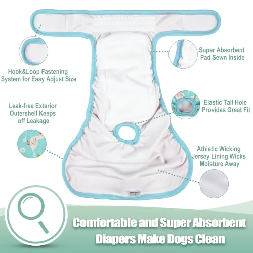 Image of wegreeco Female Dog Diapers, Washable Reusable Pet Puppy Doggie Diapers for Small Medium Large Female Dogs in Heat Period, Doggy Period Panties, 5 Pack, Small, Lively Animals