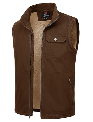 Rdruko Men's Winter Vest Outerwear Sherpa Lined Fleece Warm Cotton Work Casual Vest