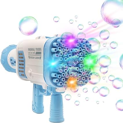 Superstore-BeOne-Bubble-Gun-64-Holes-Bubble-Maker-with-4-Bubble-Solution-Bazooka-Bubble-Machine-with-Light-Large-Bubble-Blower-for-Kids-for-Kids-Toy-Party-and-Wedding-Random-Color