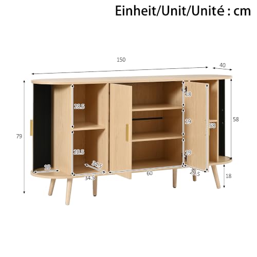 Aparador buffet 150 cm Kredenz para optimizar pasillos estrechos y salones 3