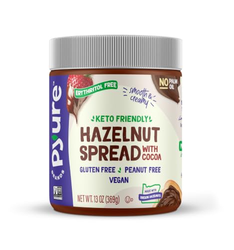 Pyure Keto Hazelnut Chocolate Spread | Sugar-Free Vegan Snack, 13 Oz Jar