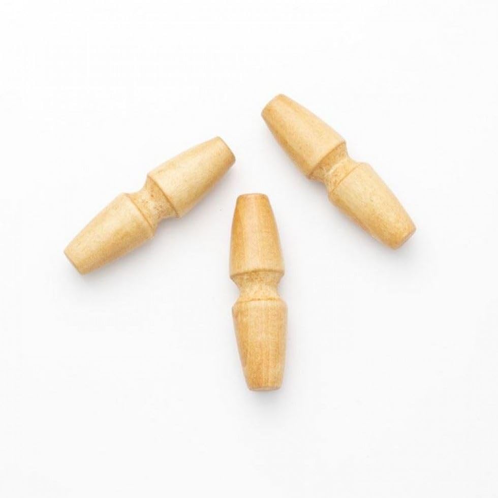 Minerva Botones de palanca de madera natural ranurada (paquete económico) de 44 mm, por paquete de 50