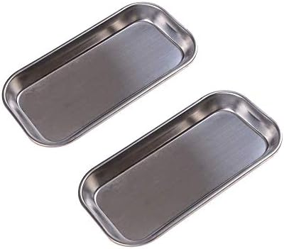 2 Pcs Thickening Instrument Tray Stainless Steel Dental Tray Lab Instrument Tool 8.86 x 4.53 x 0.79"