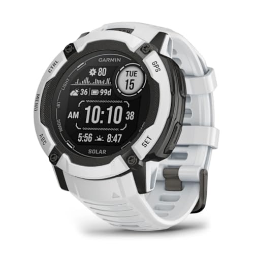 Image of Garmin Instinct 2X Solar, Large Rugged GPS Smartwatch, Built-in Sports Apps and Health Monitoring, Solar Charging and Ultratough Design Features, Whitestone