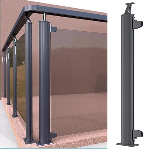 Black Glass Railing Post for Staircase, Anti-Rust Modern Glass Panel