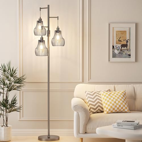 Ziisee Dimmable Floor Lamps for Living Room, Industrial Tree Standing
