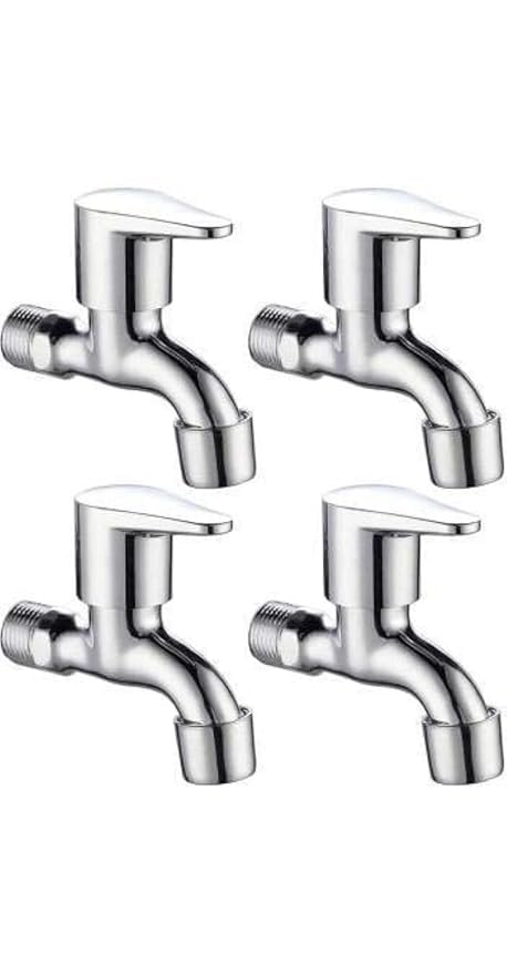 Stainless Steel A Z Collection SS Chrome Bathroom Tap Traiangle Long Body 4 Pcs,Silver-picture-31