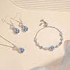 Cangall Silber Schmuck Set Damen, 925 Sterling Silber Halskette & Ohrringe & Armband Set mit Blau Cubic Zirkonia, 45+5cm Halskette & Ohrringe Hängend & Verstellbar Armband Silberschmuck für Hochzeit #2
