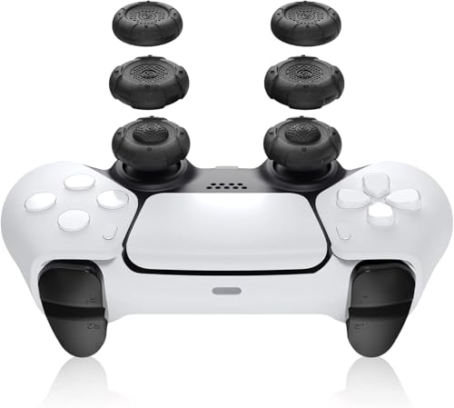 GeekShare Thumb Grip Caps for PS5 Controller, Thumbsticks Cover Set Compatible with Switch Pro Controller and PS4 PS5 Controller, 3 Pairs / 6 Pcs (Black)