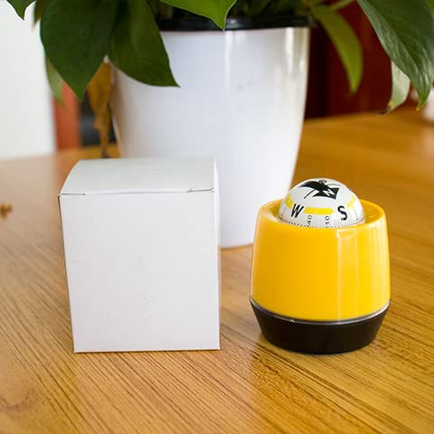 Ringglo Compass For Car Dashboard Portable Compass Ball, Dashboard Stand Compass With Adhesive Tape For Cars Travelling Hiking Camping Outdoor,Yellow #TOP5