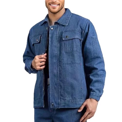 Mens Denim Jacket Washed Ripped Distressed Stylish Trucker Biker Jeans Coat Button Down Shirts Work Outfits
