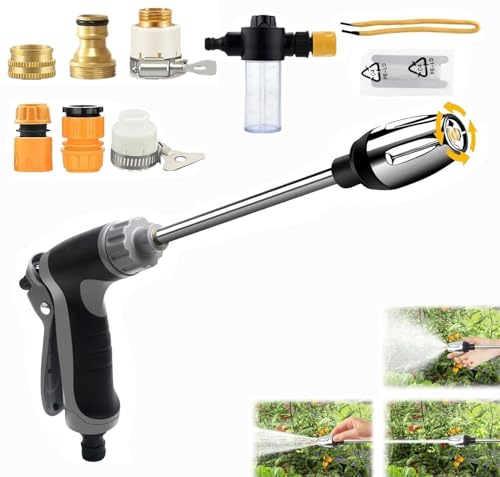 Jetteryx Hochdruckpistole Powerjet Hochdruckreiniger Gartenschlauch Spritze Aufsatz Ultrawasher Turbo Hochdruckreiniger mit Metall Düse für Jeden Gartenschlauch Auto Garten Reinigung