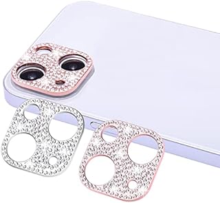 Wisdompro [2 Pack] Bling Camera Lens Protector for iPhone 13 /iPhone 13 Mini, Glitter Diamond Camera Lens Cover Sticker Protector for iPhone 13 /iPhone 13 Mini 2021 (Rose Gold + Silver)