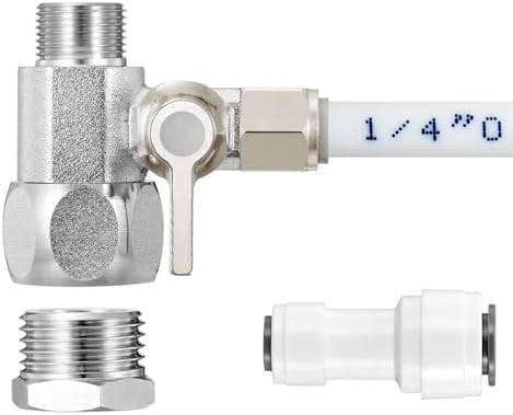 HAOCHEN Feed Water Adapter - Water Line Splitter 3/8"x3/8"x1/4" or G 1/2"xG 1/2"x1/4", Brass Water Supply Valve with 1/4" Push in Quick Connect fitting for RO Filter，Refrigerator,Ice Maker