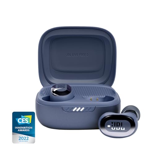 JBL Live Free 2: 35 ore di riproduzione, True Adaptive Noise Cancelling, Smart Ambient, e microfoni beamforming (blu), piccoli