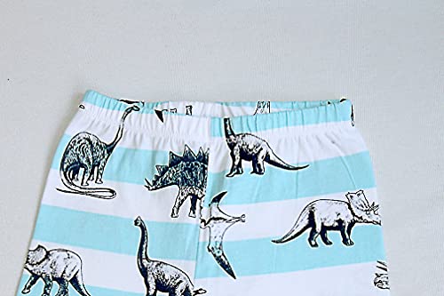 Boys Dinosaur Etc 2 Piece Pajama 100% Cotton Nightwear Toddler Clothes Kids Sleepwear Long Sleeve Pjs Sets (Size:2-11 Years)(Light Blue,4 Years) #TOP6