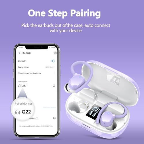 Image of sprtoybat Wireless Bluetooth Earbuds Sport 128H Playtime New Bluetooth 5.3 Headphones with LED Display Powerful Bass Over Ear Earphones with Earhooks IP7 Waterproof for iOS Android