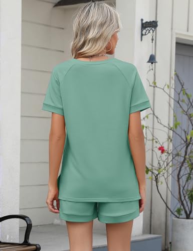 Image of LOMON Womens Two Piece Sets Summer Lounge Sets Sweatsuit Shorts Set Casual Matching Sets