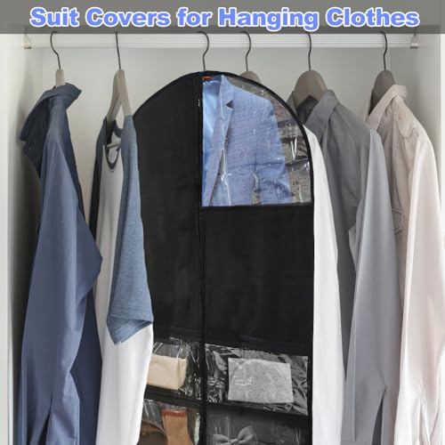 Suit Bag for Boys and Men, Large Capacity Visible Window Black Suit Carrier Breathable Dustproof Garment Bags for Jacket Windbreaker Shirt - Image 2