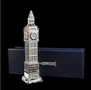 Crystal London Icon Silver Colour Big Ben Clock with Lights UK British Collectable Display for Bedroom, Office, Kitchen, Living Room Souvenir Gift