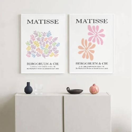 Feuille colorée Matisse affiche abstraite de style nordique diptyque 35x50 cm