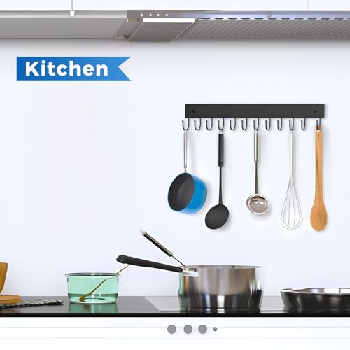 Belt Hanger Wall Mounted, Wooden Belt Organizer Max 12 Storage Capacity, 180° Rotating Space Saving Hangers for Ties, Tank Tops, Scarves, Bras, Keys, Bags 1 Pcs Black - Thumbnail 7