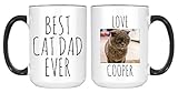 Personalized Best Cat Dad Ever Mug, Photo Cup For...