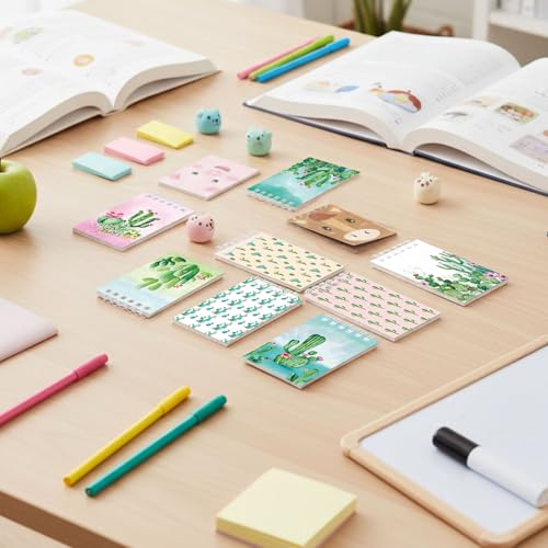 Blocs-notes à spirale mini cactus pour pochettes surprises