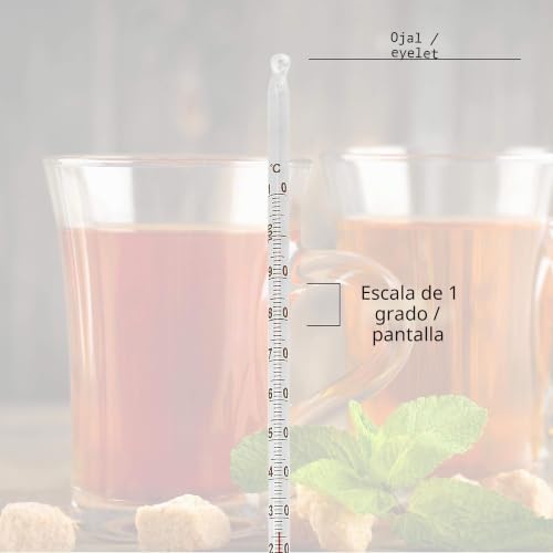 Miniatura 7 de Lantelme Termómetro De Té De Cristal 24 Cm - Analógico Para Agua Hasta 110 C - Ideal Para Té Verde, De Frutas, Hierbas, Negro Y Alimentos